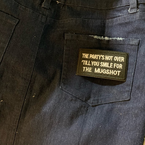 Leopard Side Panel w Patch Jean Skirt - Picture 7 of 9